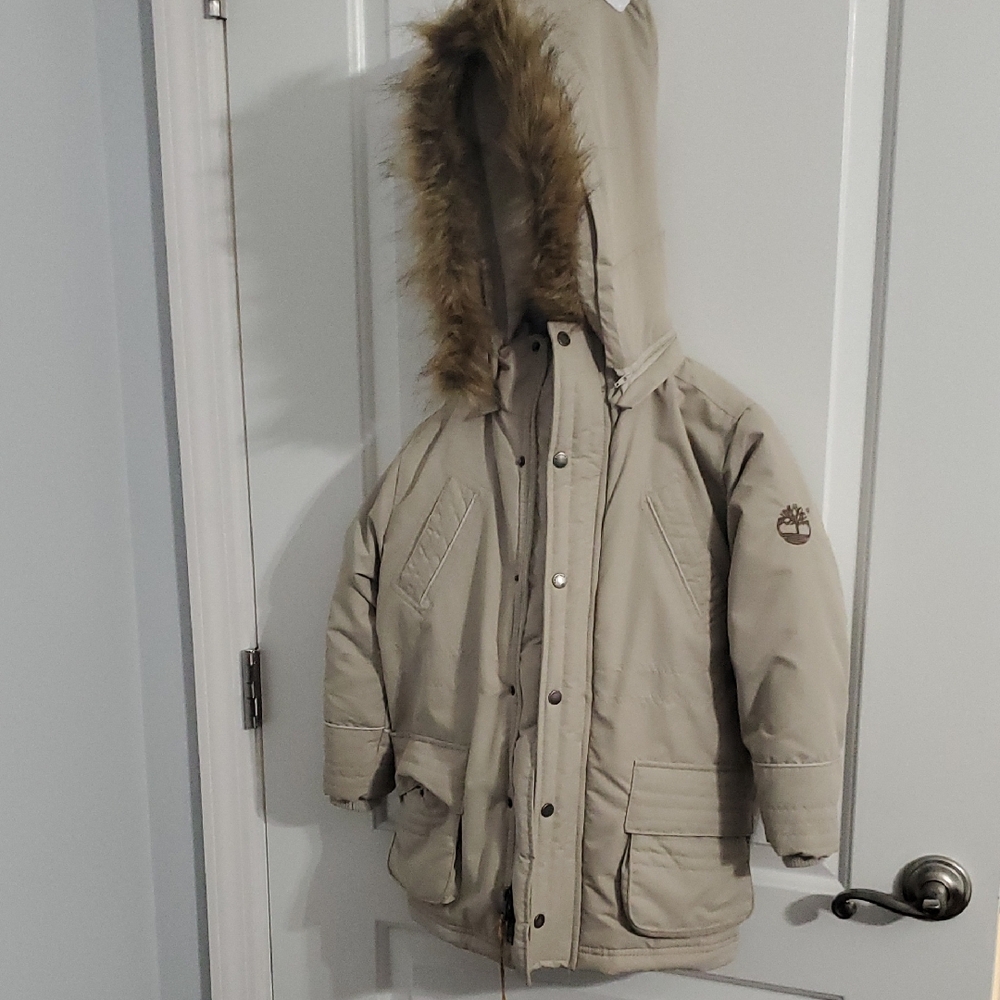 Timberland Tan Parka with Fur Hood